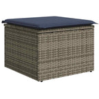Sofa Set mit Kissen 6 pcs Grau und Marineblau Poly-Rattan