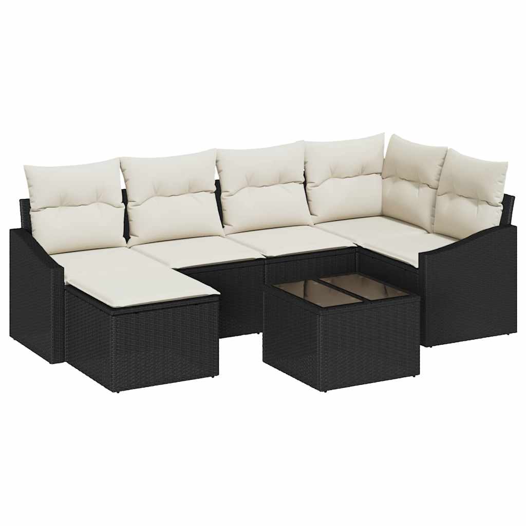 Garten Essgruppe mit Kissen mit Speicher 7 pcs Braun und Creme