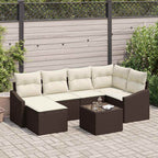 Garten Essgruppe mit Kissen mit Speicher 7 pcs Braun und Creme