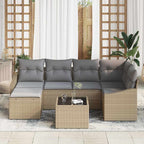 Garten Essgruppe mit Kissen 7 pcs Beige und Hellgrau