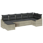 Garten-Sofa-Set mit Kissen 7 pcs Hellgrau Poly-Rattan