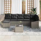 Garten-Sofa-Set mit Kissen 8 pcs Hellgrau Poly-Rattan