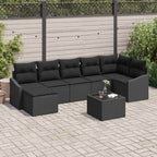 Garten-Sofa-Set mit Kissen 8 pcs Schwarz Poly-Rattan