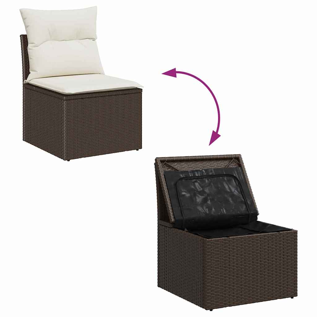 Garten Essgruppe mit Kissen mit Speicher 6 pcs Braun und Creme