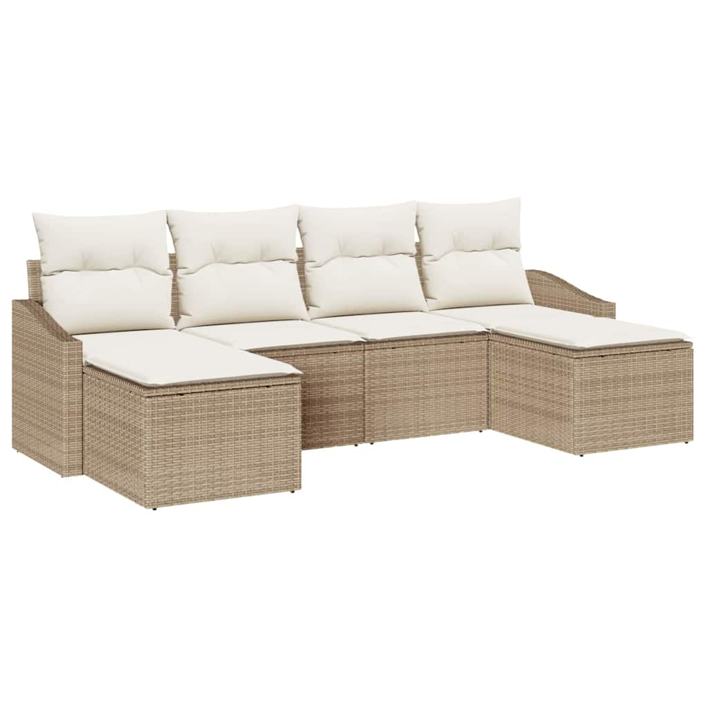 Garten Essgruppe mit Kissen mit Speicher 6 pcs Beige und Creme