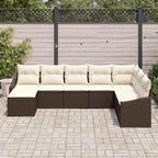 Gartensofa-set mit Kissen 8 pcs Braun und Creme Poly-Rattan