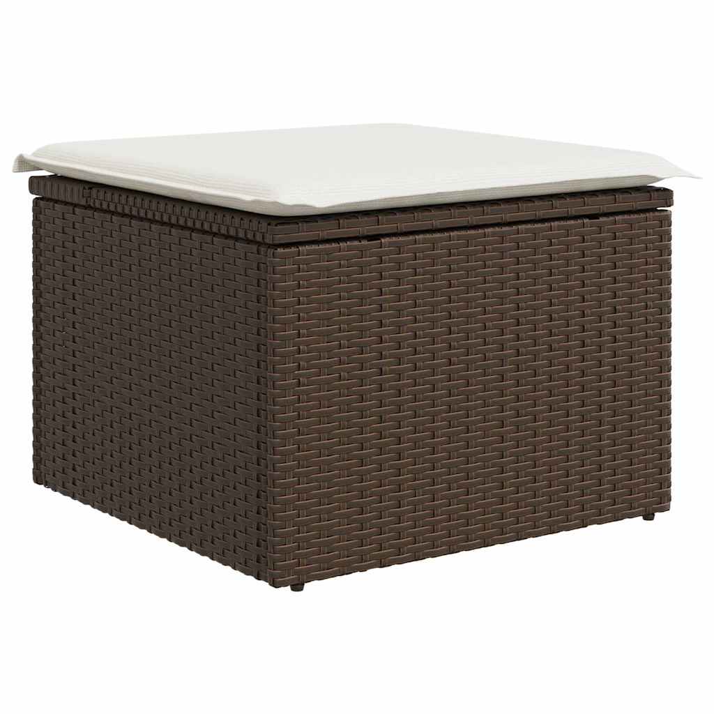 Gartensofa-set mit Kissen 8 pcs Braun und Creme Poly-Rattan