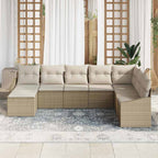 Gartensofa-set mit Kissen 8 pcs Beige und Creme Poly-Rattan
