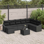 Gartensofa-set mit Kissen 8 pcs Schwarz Poly-Rattan