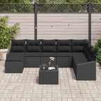 Gartensofa-set mit Kissen 8 pcs Schwarz Poly-Rattan