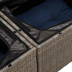Gartensofa-set mit Kissen 8 pcs Grau und Marineblau Poly-Rattan