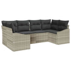 Gartensofa-set mit Speicher 6 pcs Hellgrau Poly-Rattan