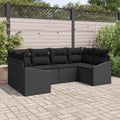 Gartensofa-set mit Speicher 6 pcs Schwarz Poly-Rattan