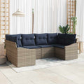 Gartensofa-set 6 pcs Grau und Marineblau Poly-Rattan