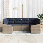 Gartensofa-set 6 pcs Grau und Marineblau Poly-Rattan