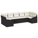 Gartensofa-set mit Speicher 7 pcs Schwarz und Creme Poly-Rattan