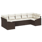 Gartensofa-set mit Speicher 7 pcs Braun und Creme Poly-Rattan