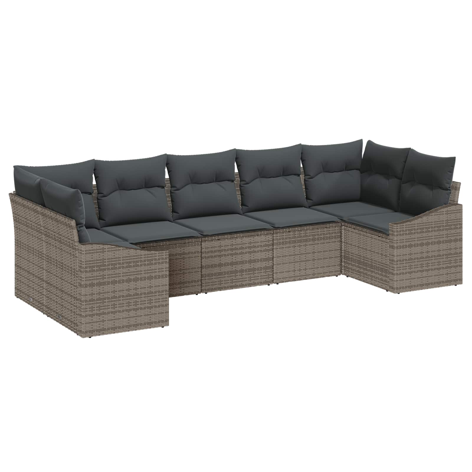 Gartensofa-set mit Speicher 7 pcs Grau Poly-Rattan