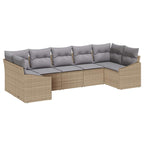 Gartensofa-set 7 pcs Beige und Hellgrau Poly-Rattan