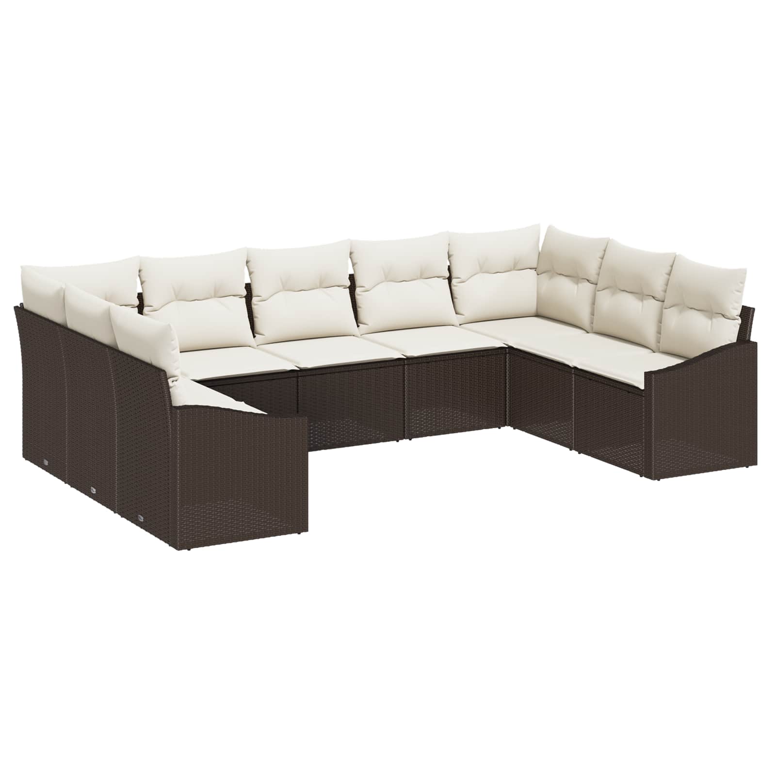 Gartensofa-set mit Speicher 9 pcs Braun und Creme Poly-Rattan
