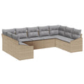 Gartensofa-set 9 pcs Beige und Hellgrau Poly-Rattan