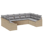 Gartensofa-set 9 pcs Beige und Hellgrau Poly-Rattan