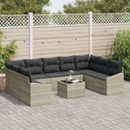 Gartensofa-set mit Speicher Hellgrau Poly-Rattan