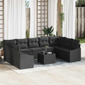 Gartensofa-set mit Speicher Schwarz Poly-Rattan