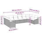 Gartensofa-set mit Speicher 10 pcs Braun und Creme Poly-Rattan