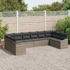 Gartensofa-set mit Speicher 10 pcs Grau Poly-Rattan