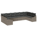 Gartensofa-set mit Speicher 10 pcs Grau Poly-Rattan