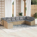 Gartensofa-set 10 pcs Beige und Hellgrau Poly-Rattan