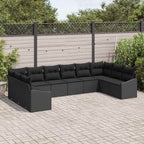 Gartensofa-set mit Speicher 10 pcs Schwarz Poly-Rattan