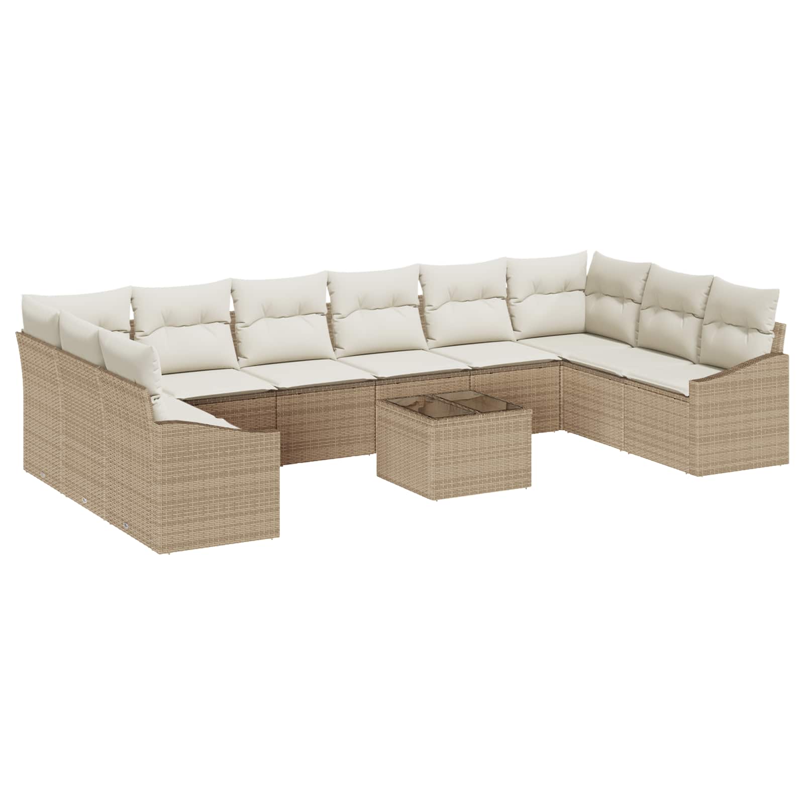 Gartensofa-set mit Speicher Beige und Creme Poly-Rattan