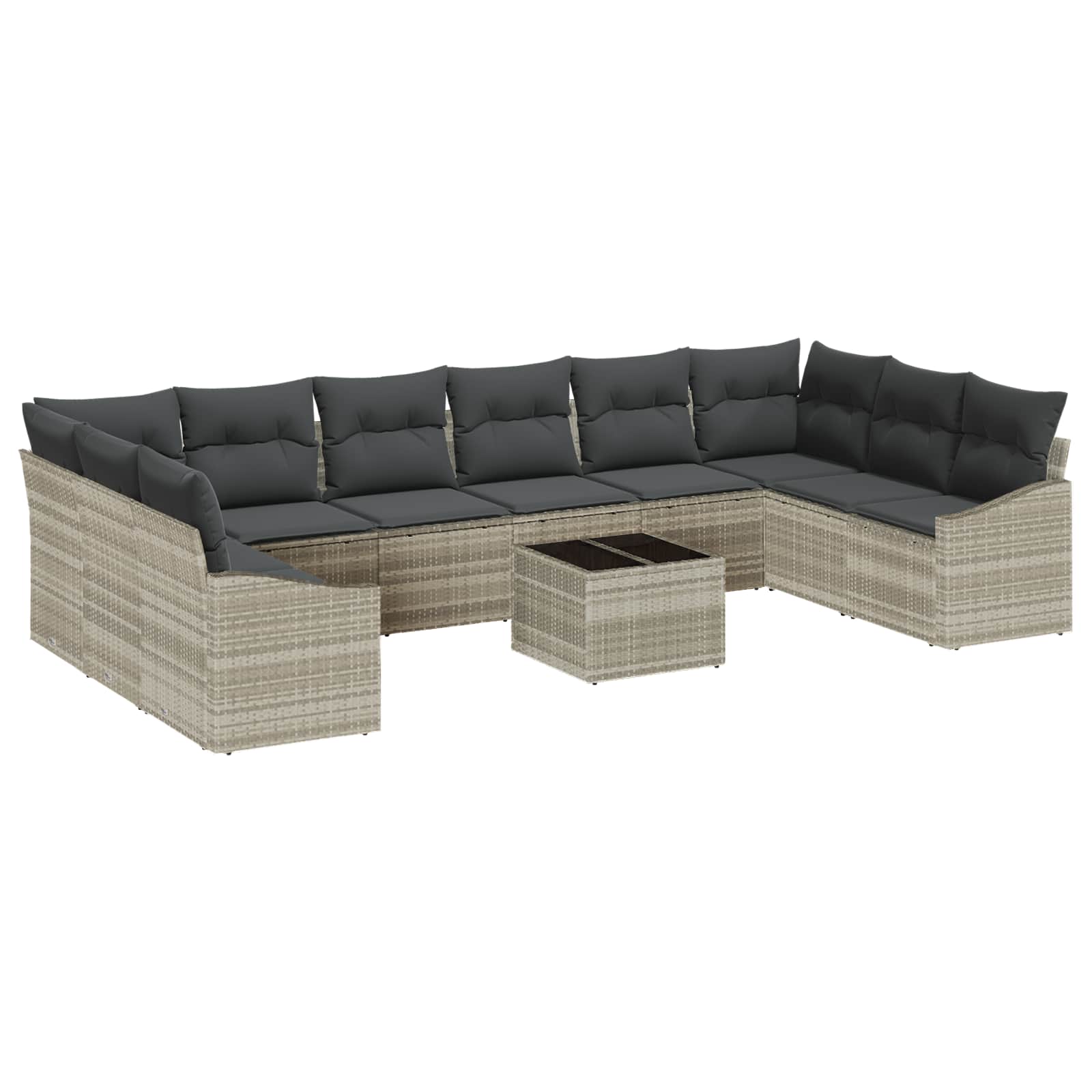 Gartensofa-set mit Speicher Hellgrau Poly-Rattan