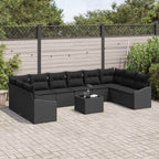 Gartensofa-set mit Speicher Schwarz Poly-Rattan