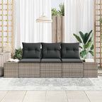 Gartensofa-set mit Speicher 3 pcs Grau Poly-Rattan