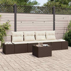 Garten-Sofa-Set mit Kissen 5 pcs Braun und Creme Poly-Rattan