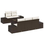 Gartensofa-set mit Kissen 6 pcs Braun und Creme Poly-Rattan