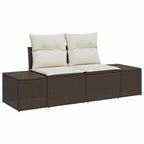 Gartensofa-set mit Kissen 6 pcs Braun und Creme Poly-Rattan