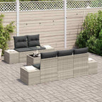 Gartensofa-set 6 pcs Hellgrau und Dunkelgrau Poly-Rattan