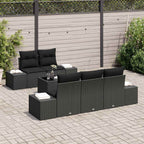 Gartensofa-set mit Kissen 6 pcs Schwarz Poly-Rattan