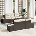 Garten-Sofa-Set mit Kissen 8 pcs Braun und Creme Poly-Rattan
