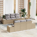 Garten-Sofa-Set mit Kissen 8 pcs Beige und Grau Poly-Rattan