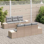 Garten-Sofa-Set mit Kissen 8 pcs Beige und Grau Poly-Rattan