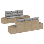 Garten-Sofa-Set mit Kissen 8 pcs Beige und Grau Poly-Rattan