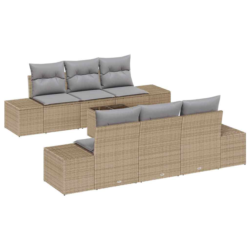 Garten-Sofa-Set mit Kissen 8 pcs Beige und Grau Poly-Rattan