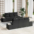 Garten-Sofa-Set mit Kissen 8 pcs Schwarz Poly-Rattan