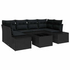 Gartensofa-set mit Kissen 8 pcs Schwarz Poly-Rattan
