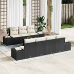 Garten-Sofa-Set mit Kissen 8 pcs Schwarz und Creme Poly-Rattan